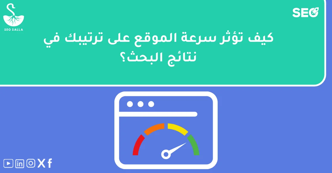 صورة توضيحية تحتوي على عنوان المقال حول : " تعرف على سرعة الموقع وتأثيرها على الترتيب" مع عنصر بصري معبر